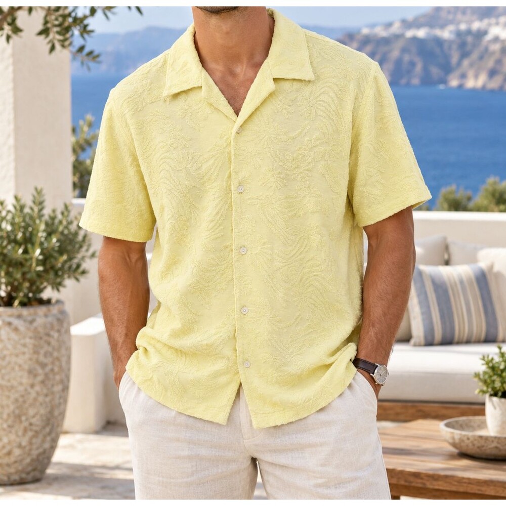 Bonobos Riviera Cabana Men's Shirt Texture Buttondown Short Sleeves M 290980